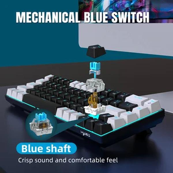 Teclado mecânico para jogos, LED retroiluminado, Interruptor azul, Ergonômico RGB, Quente, Trocável, Jogos, PC, Laptop, Escritório, 68 Chaves