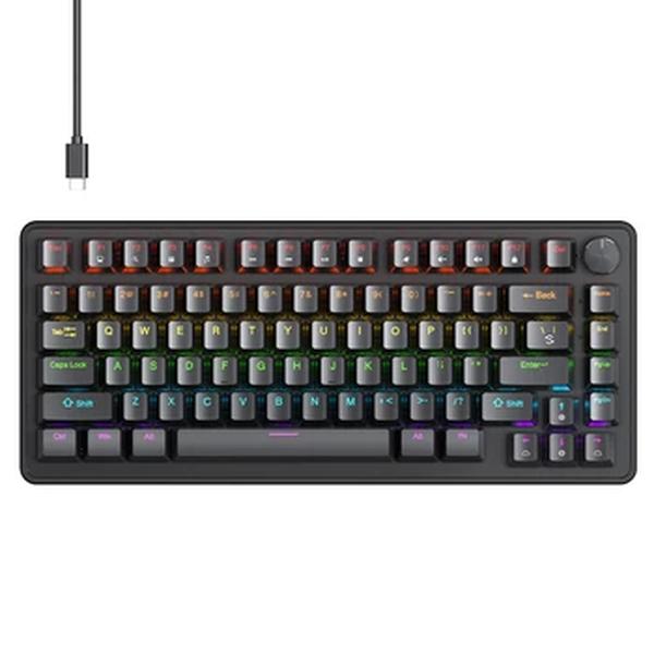 APAYADO-Teclado com fio para jogos com botão metálico, teclado mecânico preto, caráter transparente ABS, RGB, Hot-Swap, K82, 75%