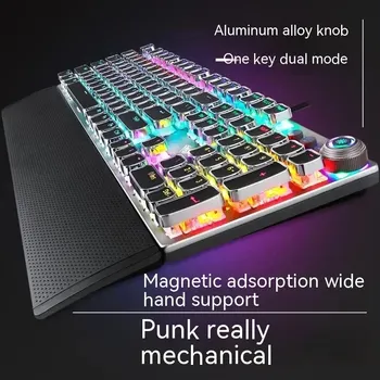 AULA-F2088 Teclado Mecânico, Punk Keycap, Retro, 104 Chaves, Botão Reator, RGB, Retroiluminado, Com Fio, Multimídia, Anti-Ghosting, Jogos