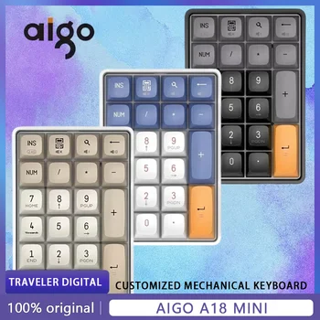 Aigo-Teclado Numérico Sem Fio, 2-Modo, Ergonômico, 22 Teclas, Acessório Personalizado, Uso para Jogos de PC, Computador, Escritório, A18