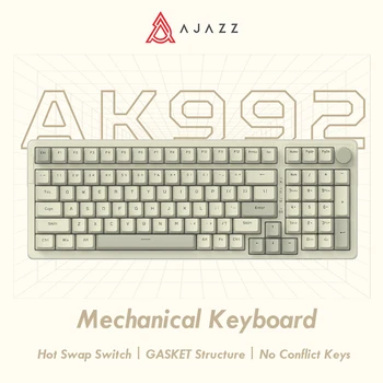 Ajazz-Wired teclado mecânico com luz de fundo, teclado gamer para computador e escritório, AK992