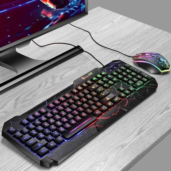 Explosão Office Teclado e Mouse Set, sensação mecânica, teclado luminoso, Gaming Peripheral