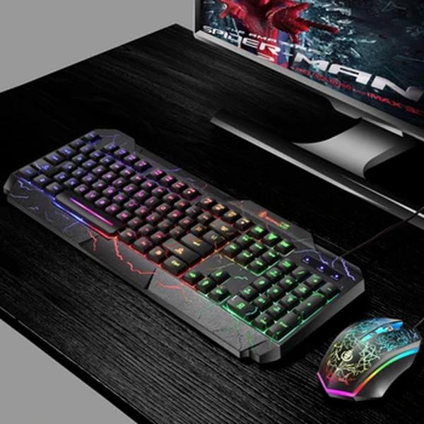 Explosão Office Teclado e Mouse Set, sensação mecânica, teclado luminoso, Gaming Peripheral