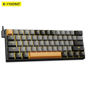 E-YOOSO Z11 USB 60% Mini Chaves Com Fio Teclado de Jogo Mecânico Interruptor 61 Azul Vermelho cabo destacável, computador portátil para viagens