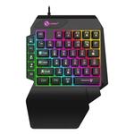 Teclado para jogos com retroiluminação de uma mão, Mini USB, Ultra fino, Com fio, 35 chaves, apto para laptop, Desktop, PC, Smartphone