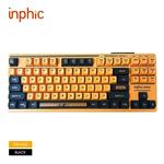 INPHIC-K901 Teclado mecânico com fio, K901, 87 teclas, mudo, silencioso, amarelo, preto, apto para escritório, laptop, jogos