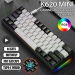 Mini Backlit RGB Gaming Kit Teclado Mecânico, DIY Custom PBT Keycap, Hotswap, Rosa, Branco, USB, PC, 60%, Gamer Mecânico, K620