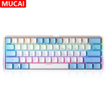 MUCAI MK61 USB Gaming Teclado Mecânico Interruptor Vermelho 61 Teclas Cabo Destacável com Fio RGB Backlit Hot Swappable