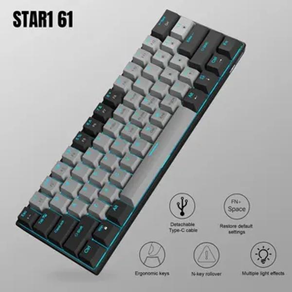 MageGee-Teclado mecânico personalizado com fio, STAR61, Teclado portátil e escritório, 60%