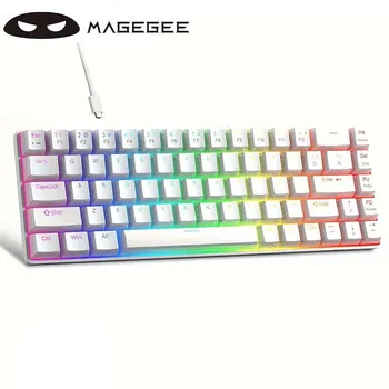 MageGee-Teclado portátil para jogos mecânico, Mini teclado com fio do Office, MK-BOX, LED retroiluminado, Compact 68 Chaves, 60%