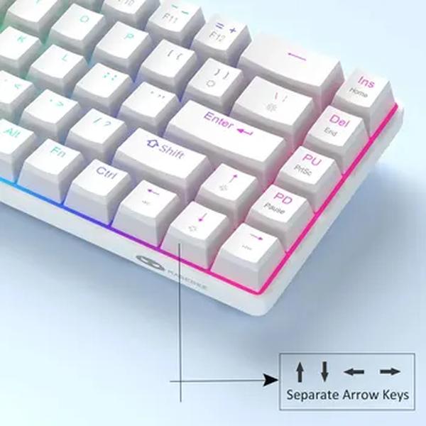 MageGee-Teclado portátil para jogos mecânico, Mini teclado com fio do Office, MK-BOX, LED retroiluminado, Compact 68 Chaves, 60%