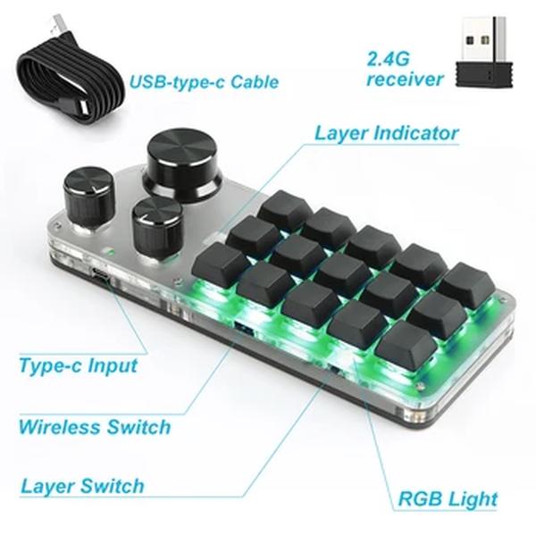 Teclado mecânico personalizado para jogos, Bluetooth 5.0, RGB, 15, 12, 6, teclado personalizado, Hotswap, botão de macramé, jogos, Photoshop