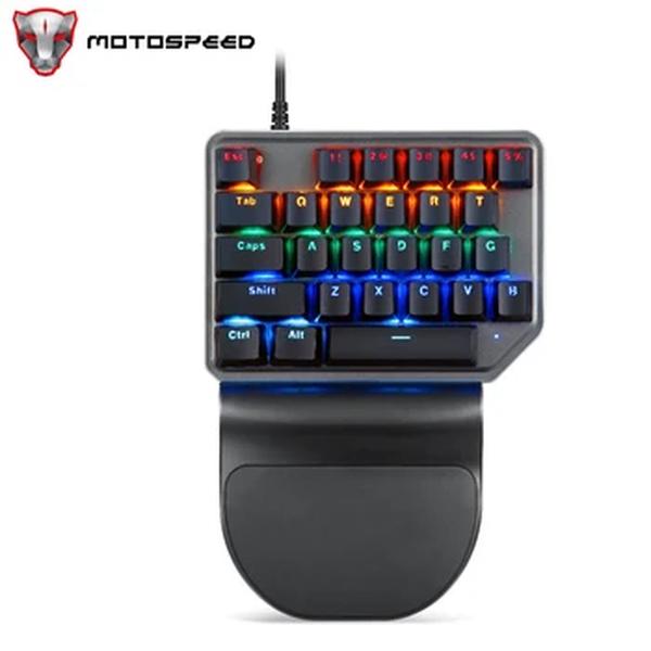 Motospeed-K27 Gaming teclado mecânico, com fio LED Backlight, Single Handed Numpad, teclado do computador, interruptor vermelho para laptop, 27 chaves