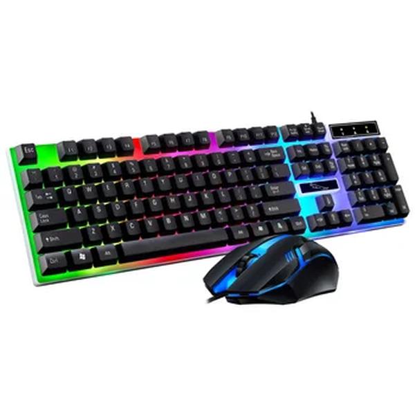 RGB Backlight Gaming Keyboard, Wired Mouse Kit, Office Mouse Combos, Plug Play USB, Teclado mecânico