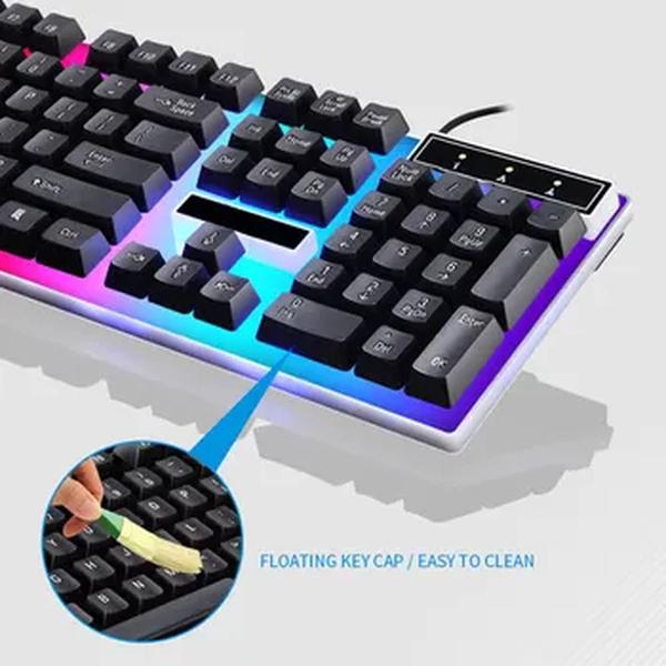 RGB Backlight Gaming Keyboard, Wired Mouse Kit, Office Mouse Combos, Plug Play USB, Teclado mecânico