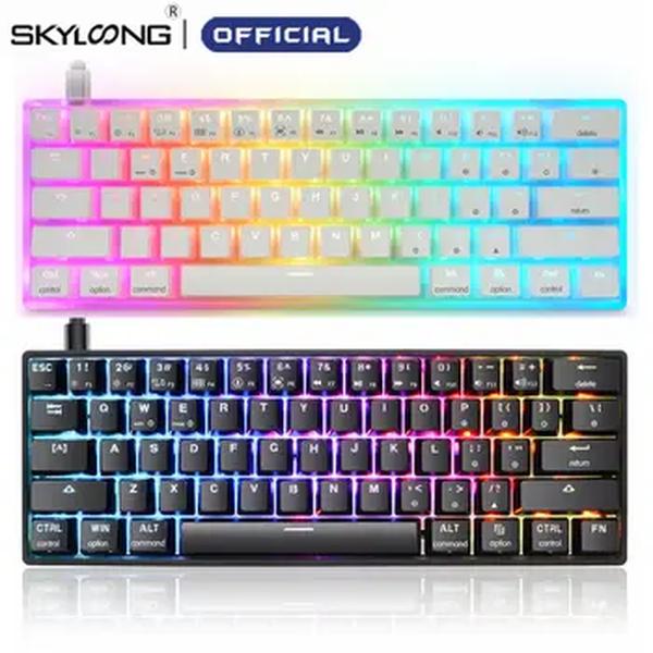 SKYLOONG-GK61 Teclado sem fio mecânico, óptico, Hot Swappable, RGB, Mini Bluetooth, teclados para gamers, jogos, desktop, 60%