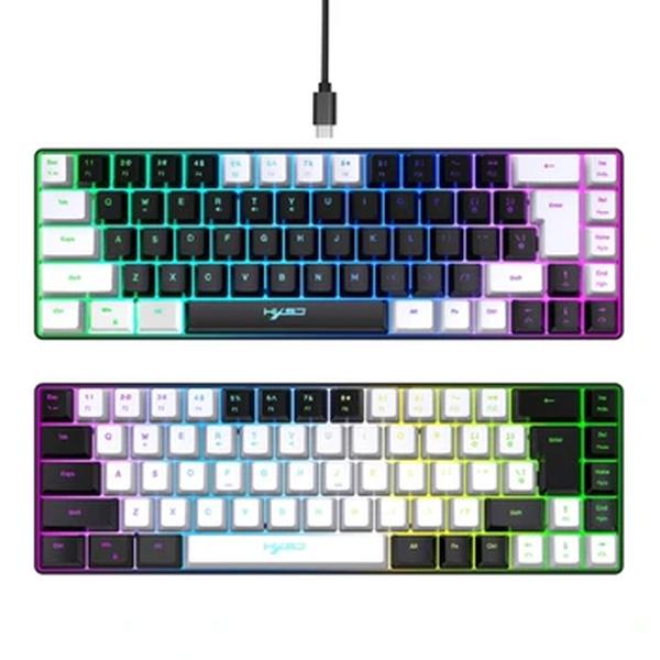 V200 portátil 68 teclas USB teclado para jogos design ergonômico com teclado mecânico retroiluminado RGB fácil usar