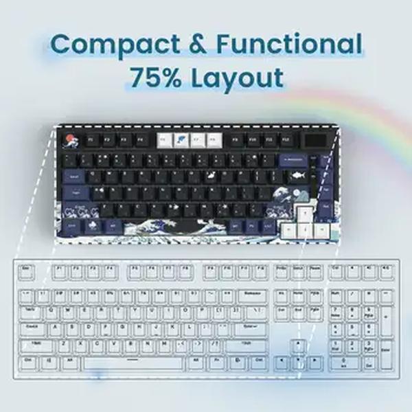 Teclado mecânico com fio com display OLED, tecla completa, pudim hot-swappable, retroiluminado RGB, apto para PC, computador, laptop