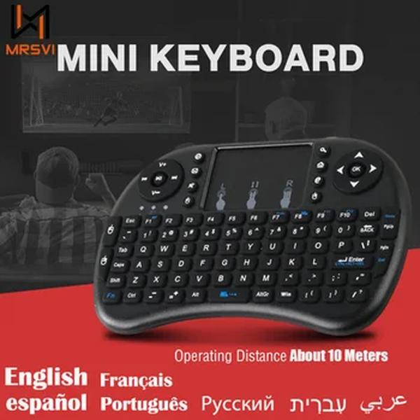 I8 mini teclado sem fio, 2.4g, clássico, francês, espanhol, russo, air mouse, para android tv box, pc