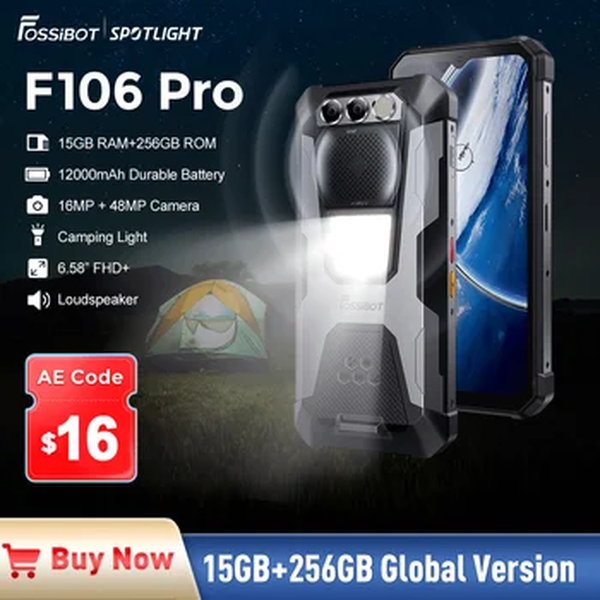 FOSSIBOT-F106 PRO Smartphone robusto, telefones celulares, estreia mundial, 15GB + 256GB, MTK G85, Android 14, 12000mAh, 6.58 "FHD + 30W