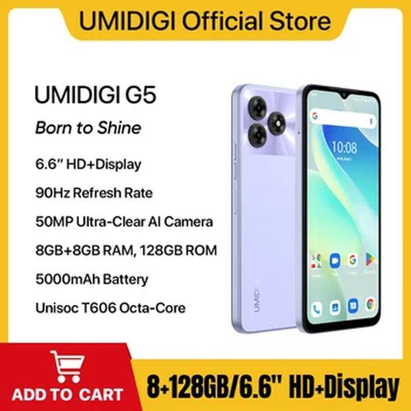 UMIDIGI-G5 Smartphone Dual SIM, Android 13 , 8GB de RAM, 128GB ROM, Câmera 50MP, Bateria 5000mAh, Celular 4G, Estreia Mundial