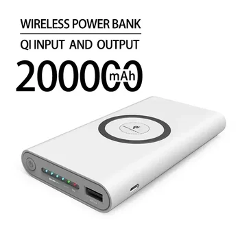 Banco de Energia Sem Fio Bidirecional, Powerbank de Carregamento Rápido, Carregador Portátil, Tipo-C, Bateria Externa para iPhone, Samsung, Huawei, 200000mAh