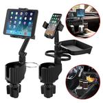 Multifuncional ajustável carro tablet stand, copo titular expansor, bebendo suporte de garrafa, removível titular do telefone móvel, 5 em 1