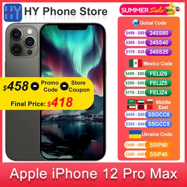 Apple-iPhone 12 Pro Max, 128GB, 256GB ROM, Desbloqueado, 6.7 ", Tela OLED 2778x1284, Chip A14 Bionic, Câmera 12MP, Face ID