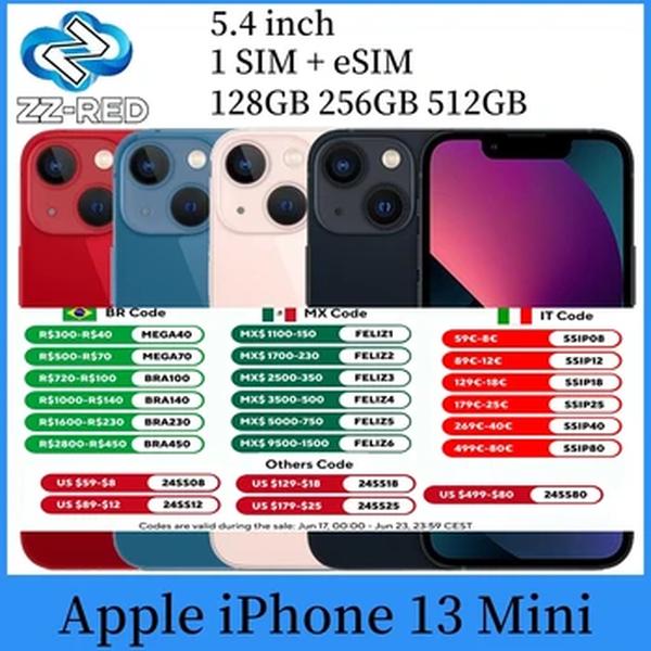 Apple-iPhone 13 Mini 13, Smartphone Original, Celular 5G, Face ID, NFC, Desbloqueado, 5.4 "OLED, 128 GB, 256 GB, 512GB ROM, A15 Bionic, iOS