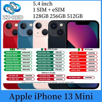 Apple-iPhone 13 Mini 13, Smartphone Original, Celular 5G, Face ID, NFC, Desbloqueado, 5.4 "OLED, 128 GB, 256 GB, 512GB ROM, A15 Bionic, iOS