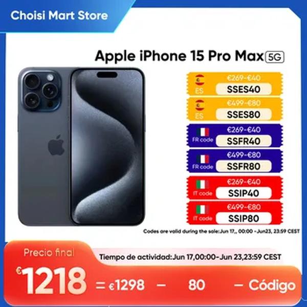 Apple-iPhone 15 Pro Max, A17, 8GB RAM, 256GB ROM, Super Retina, Ecrã OLED XDR, IP68, Pó, Resistente à Água, Dual-Sim, 5G