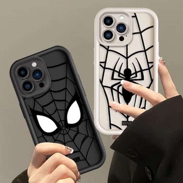 Capa de telefone com logotipo do Homem-Aranha, arte, iPhone 15, 14, 13, 12, 11, Mini, XS, XR, X, 8, 7, Pro Max, mais, suave, escada para os olhos