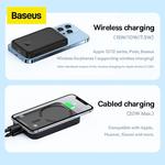 Baseus-Banco de Energia Magnética Sem Fio, Mini Bateria Externa Portátil, Carregador para iPhone 12, 13, 14 Pro, 10000mAh, 6000mAh