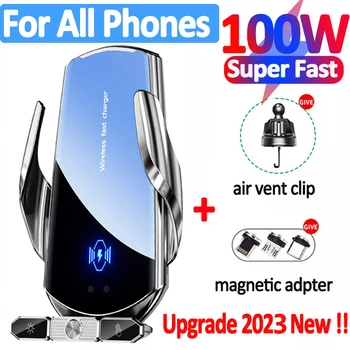 Suporte magnético do telefone celular do carro, carregador sem fio, suporte móvel no suporte GPS do carro, 360 ° Rotatable Mount para iPhone 14, Xiaomi