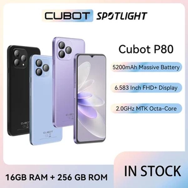 Cubot-P80 Smartphone Android 13, Telefone Versão Global, 8GB RAM, 256GB, 512GB ROM, NFC, Tela Grande 6.583 ", Câmera de 48MP, Novo, 2021