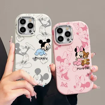 Capa de telefone Disney-Mickey e Minnie, capa impertinente adorável, capa de telefone Disneys para iPhone 15, 14, 13, 12, 11 Pro Max, XR, XS, MAX, Y2K, Anti Fall, bonitinho