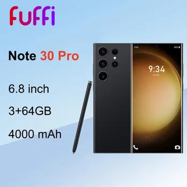 FUFFI-Nota 30 Pro Smartphone Android, Rede 4G, 64GB ROM, 3GB de RAM, Câmera 13MP, Google Play Store, 6,8 "Telemóveis