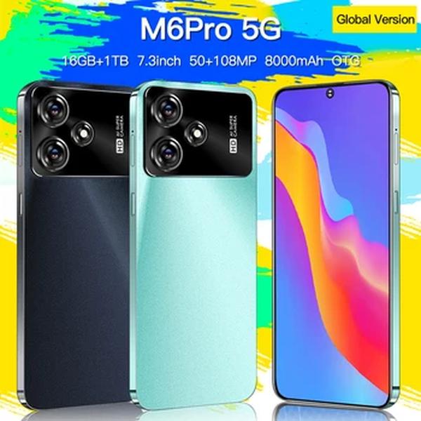 Smartphone Versão Global M6pro 5G, Telefone Android, Snapdragon 8 Gen2, Câmera 108MP, Bateria 8000mAh, 16GB RAM, 1024GB ROM, 7,3"