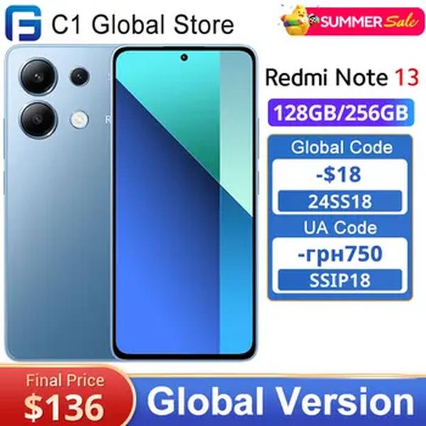 Xiaomi-Redmi Note 13 Smartphone, Versão Global, Snapdragon®Câmera Display AMOLED, 108MP, 120Hz, 33W Carregamento