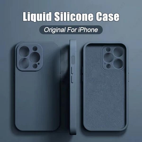 Luxury Original Liquid Silicone Case For iPhone15 14 13 12 11 Pro Max Plus Capa Celular Soft Cases Shockproof Bumper Cover Acessórios para telefone