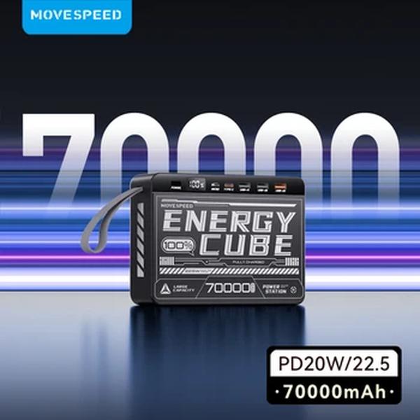 MOVESPEED-Bateria Externa para iPhone Switch, Banco de Potência Externa, Grande Capacidade, Carregamento Rápido, 4 Portas, Z70, 70000mAh, 22.5W