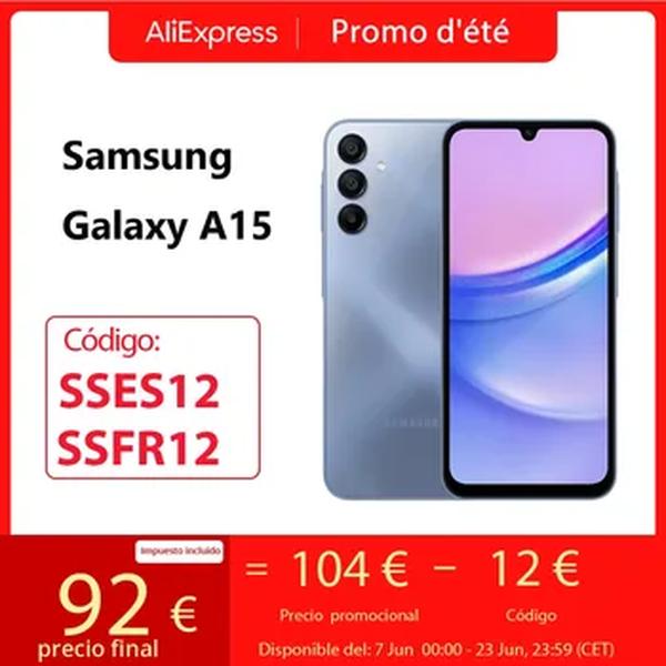 Smartphone Samsung-Galaxy A15, MTK 4GB, 128GB, Câmera Tripla de 50MP, 6,5 '', Tela Super AMOLED 90Hz, 25W, Bateria 5000mAh, NFC, 4G, Novo