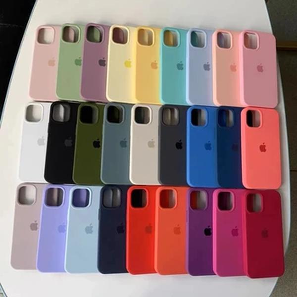 Capa de silicone original para iPhone, pele oficial, capa completa, iPhone 11, 12, 13, 14, 15 Pro Max, Apple iPhone 15 Plus, 13, 14, 11