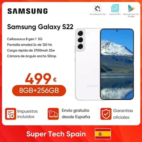 Samsung-Smartphone Galaxy S22 5G, Qualcomm Snapdragon 8 Gen 1, Bateria de 120Hz AMOLED, 3700mAh, Android, NFC, Original