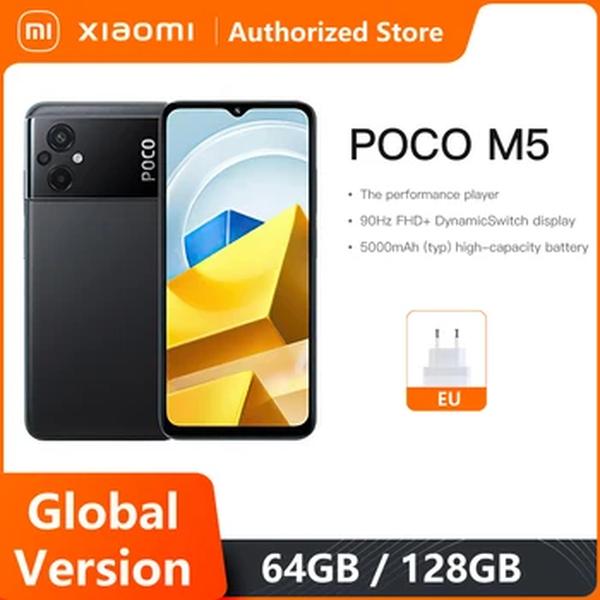 POCO-M5 Smartphone Versão Global, 64GB, 128GB, 90Hz, Display de 6,58 ", Câmera Tripla de 50MP, Helio G99, Octa Core, NFC, 5000mAh Bateria