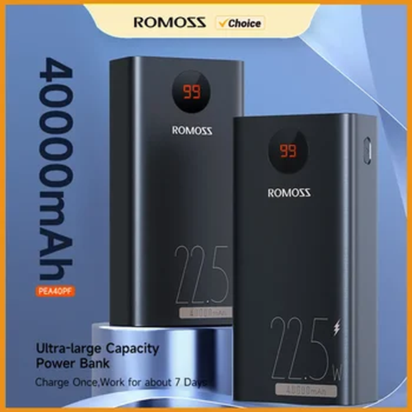 Banco de potência romoss 40000mah 22.5w carga rápida pd20w qc18w carregador portátil bateria externa 40000 mah powerbank para xiaomi iphone