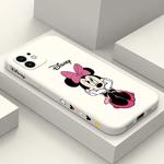 Capa de Telefone Disney Minnie, Capa de Silicone Líquido, iPhone 13, 12, 11 Pro Max, Mini, X, XR, XS, SE 20, 8, 7 Plus, 15, 14, 14