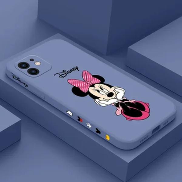 Capa de Telefone Disney Minnie, Capa de Silicone Líquido, iPhone 13, 12, 11 Pro Max, Mini, X, XR, XS, SE 20, 8, 7 Plus, 15, 14, 14