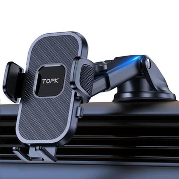 TOPK D38-X Suporte do telefone do carro, ajustável Car Phone Mount Cradle Rotação 360 ° Strong Sticky Gel Pad para o painel do carro/pára-brisas