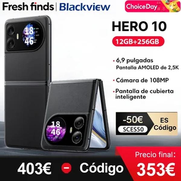 Blackview-Smartphone HERO 10, Estreia Mundial, 6.9 ", Tela Dobrável AMOLED, 12GB, 256GB, MTK Helio G99, Câmera 108MP, Carregamento 45W